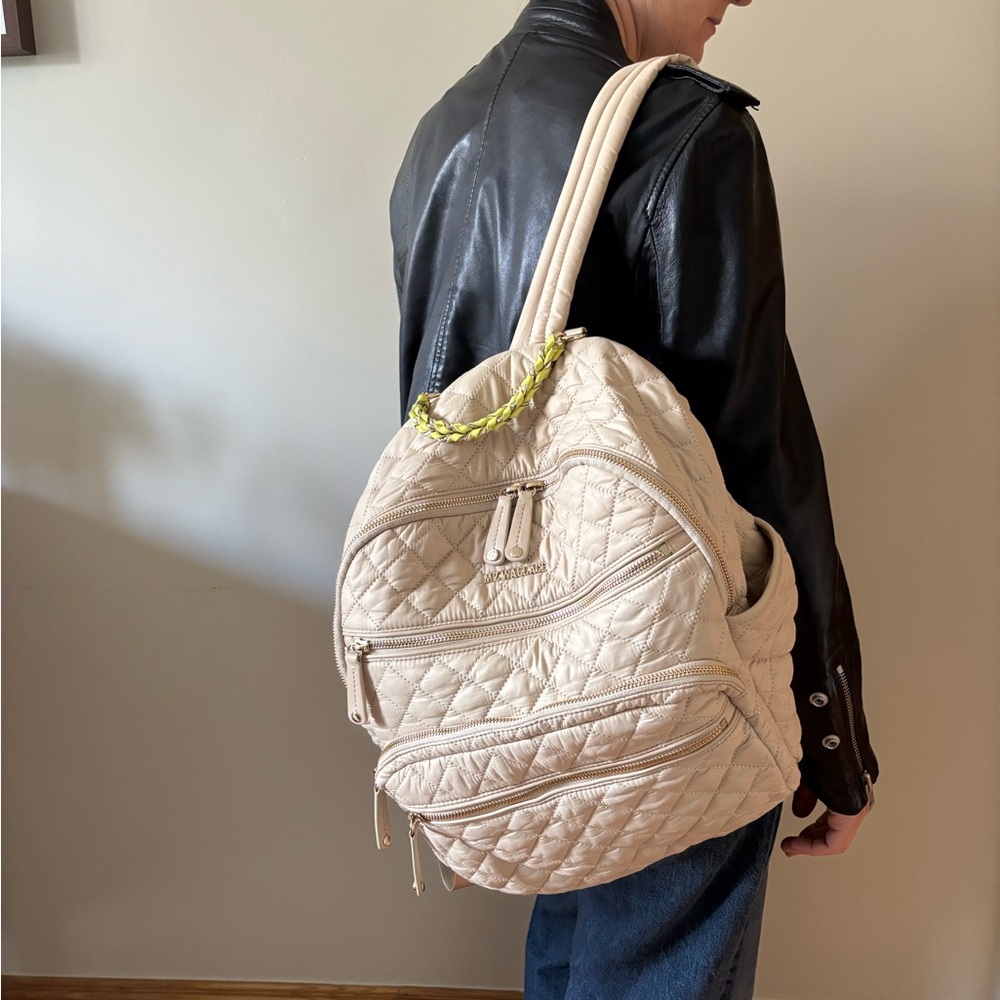 MZ Wallace Quilted Cream Backpack
